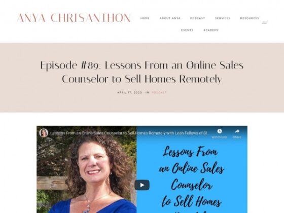 screenshot of ANYA CHRISANTHON website